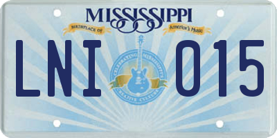 MS license plate LNI015