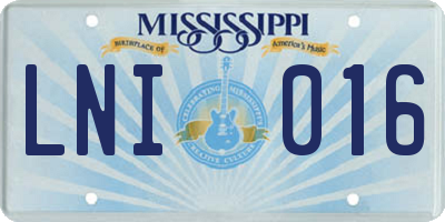 MS license plate LNI016