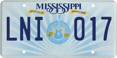 MS license plate LNI017