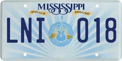 MS license plate LNI018