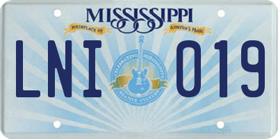 MS license plate LNI019