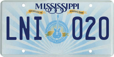 MS license plate LNI020