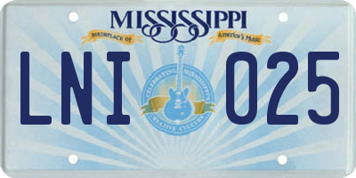 MS license plate LNI025