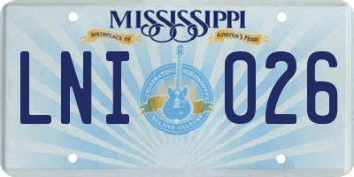 MS license plate LNI026