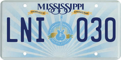 MS license plate LNI030