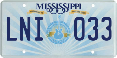 MS license plate LNI033