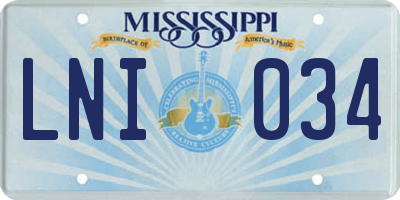 MS license plate LNI034