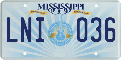 MS license plate LNI036