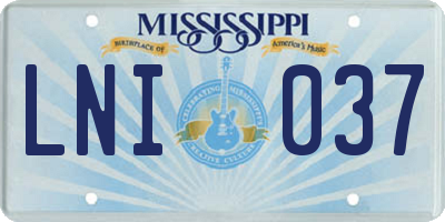 MS license plate LNI037