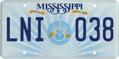 MS license plate LNI038
