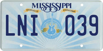 MS license plate LNI039