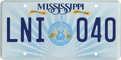 MS license plate LNI040