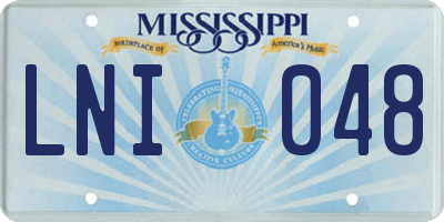 MS license plate LNI048