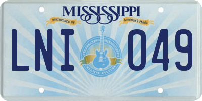 MS license plate LNI049