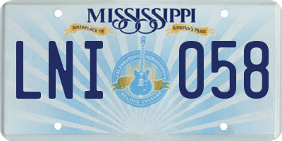 MS license plate LNI058
