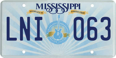 MS license plate LNI063
