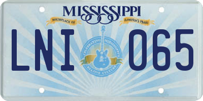 MS license plate LNI065