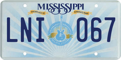 MS license plate LNI067