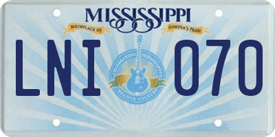 MS license plate LNI070