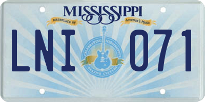MS license plate LNI071