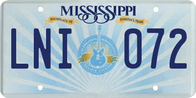 MS license plate LNI072