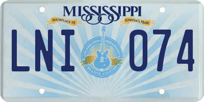 MS license plate LNI074
