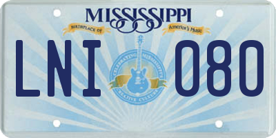 MS license plate LNI080