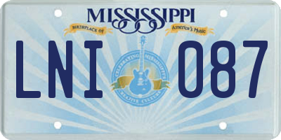 MS license plate LNI087