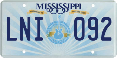 MS license plate LNI092