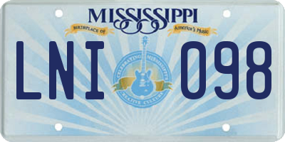 MS license plate LNI098
