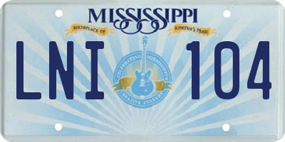 MS license plate LNI104