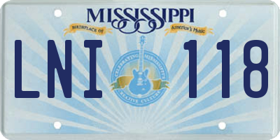 MS license plate LNI118