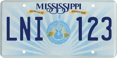 MS license plate LNI123
