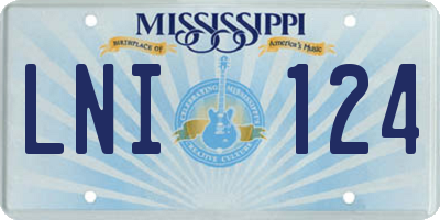 MS license plate LNI124