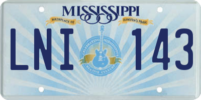 MS license plate LNI143
