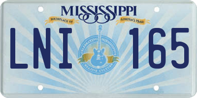 MS license plate LNI165