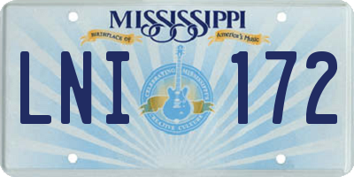 MS license plate LNI172