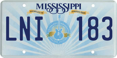 MS license plate LNI183