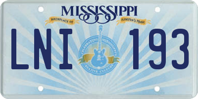 MS license plate LNI193