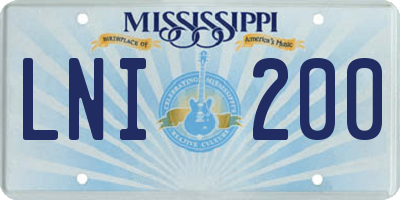 MS license plate LNI200