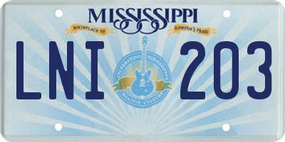 MS license plate LNI203