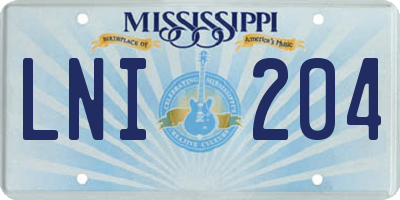 MS license plate LNI204