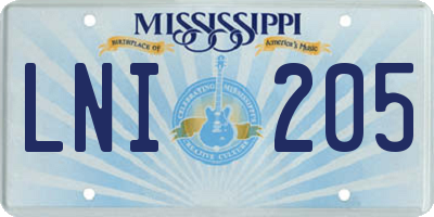 MS license plate LNI205