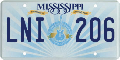 MS license plate LNI206