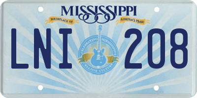 MS license plate LNI208