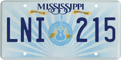MS license plate LNI215