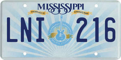MS license plate LNI216