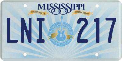 MS license plate LNI217