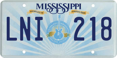 MS license plate LNI218