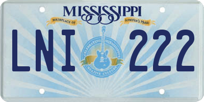 MS license plate LNI222